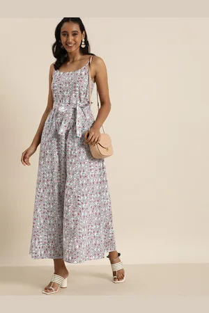 Taavi White & Black Bagru Folk Print Ethnic Maxi Dress with Side Pocket