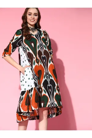 Sangria Women Gorgeous Green Abstract Tiered Dress
