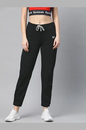 Reebok Women Black Slim Fit Solid Training Essential French Terry Joggers