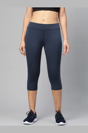 Reebok Women Navy Solid Workout Ready PP Capri Training Tights
