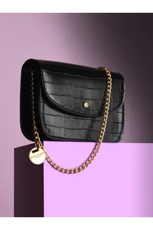 Accessorize London Women's Sequin Mini Chain Sling Bag-Black