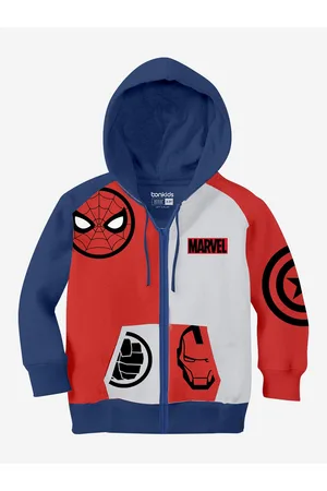 BONKIDS Boys Graphic Printed Cotton Hooded Front-Open Sweatshirt