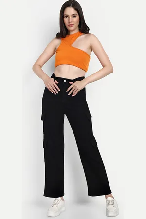 Broadstar Women Smart Wide Leg High-Rise Clean Look Stretchable Jeans