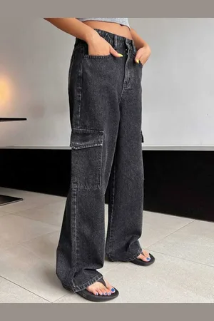 Broadstar Women Smart Wide Leg High-Rise Clean Look Stretchable Jeans