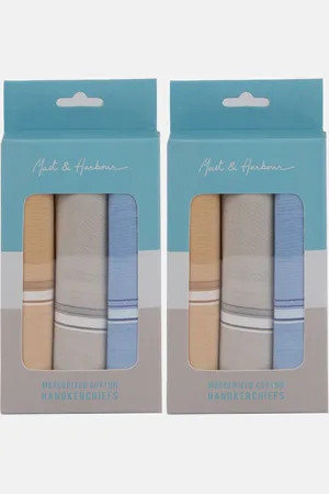 Mast & Harbour Pack Of 2 Cotton Handkerchiefs