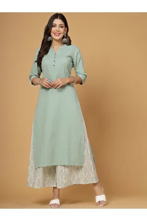 Pistaa Women Green Regular Kurta with Palazzos