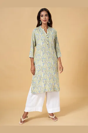 Pantaloons Floral Printed Mandarin Collar Straight Kurta