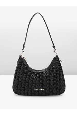 Lino Perros Women Textured Structured Shoulder Bag with Quilted Detail