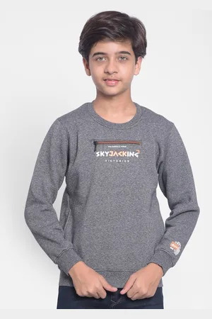 Crimsoune Club Boys Typography Printed Pullover Sweatshirt