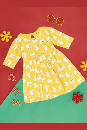Pantaloons Yellow Print Long Dress