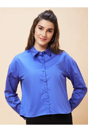 Globus Blue Pure Cotton Shirt Style Top
