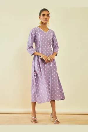 Soch Ethnic Motifs Printed A-Line Midi Ethnic Dresses