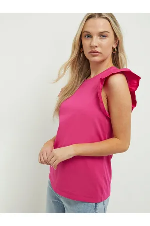 Dorothy Perkins Petite Poplin Ruffle Sleeve Cotton Top