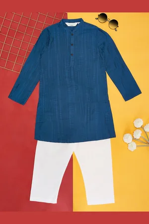 Pantaloons Boys Striped Mandarin Collar Regular Kurta with Pyjamas