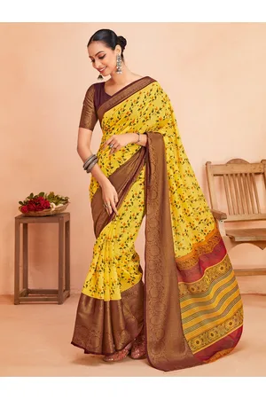 Sangria Floral Printed Zari Saree