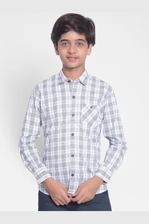 Crimsoune Club Boys Checked Classic Slim Fit Cotton Casual Shirt