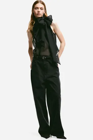 H&M Women Pure Cotton Wide Denim Trousers