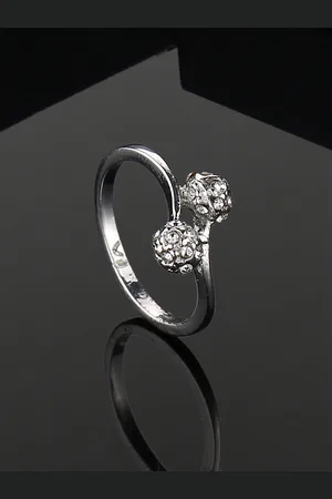 ESTELE Rhodium-Plated Crystals Stone-Studded Ring