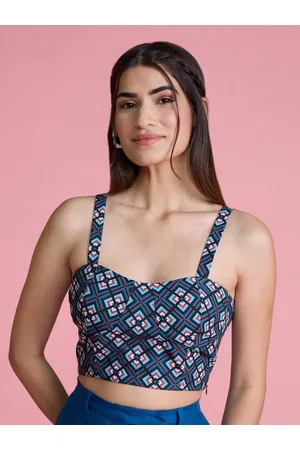 20Dresses Blue Geometric Printed Bralette Crop Top