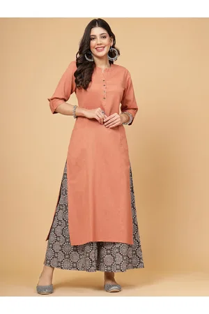 Pistaa Women Rust Ethnic Motifs Regular Kurta with Palazzos