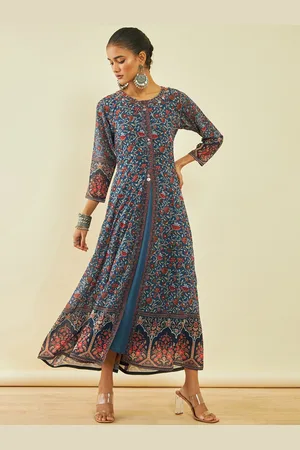 Soch Floral Printed Georgette A Line Ethnic Dress