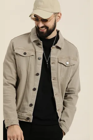 HERE&NOW Solid Spread Collar Denim Jacket