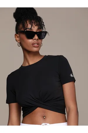Calvin Klein Twisted Solid Knitted Crop Top