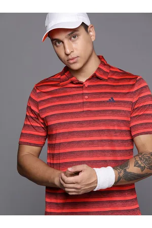 adidas Striped Polo Collar Golf T-shirt