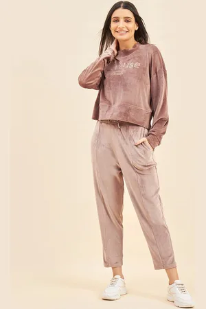 Sweet Dreams Women Beige Round Neck Tracksuits