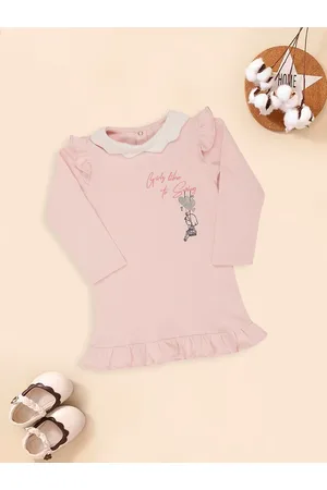 MeeMee Girls Long Sleeves Ruffles Cotton A-Line Dress