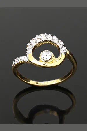 ESTELE Gold-Plated Crystal Studded Finger Ring