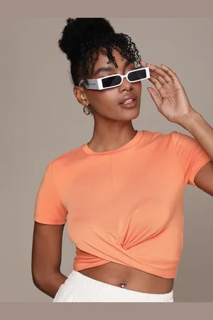 Calvin Klein Solid Twisted Crop Top