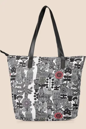 DressBerry White & Black Floral Printed Shopper Tote Bag