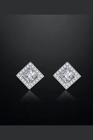 Designs & You Silver Plated Square Studs Earrings