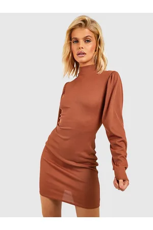 Boohoo Ribbed High Neck Sheath Mini Dress