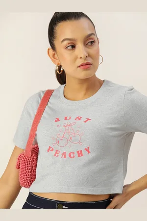 DressBerry White Typography Printed Crop Top