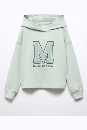 MANGO Girls Typography Embroidered Hooded Sweatshirt