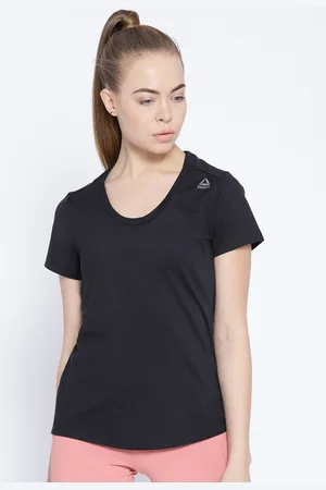 Reebok Women Black Workout Ready Speedwick Solid Training T-shirt