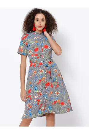 Tokyo talkies navy cheap blue printed shirt dress