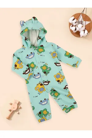 MeeMee Infants Printed Hooded Pure Cotton Romper
