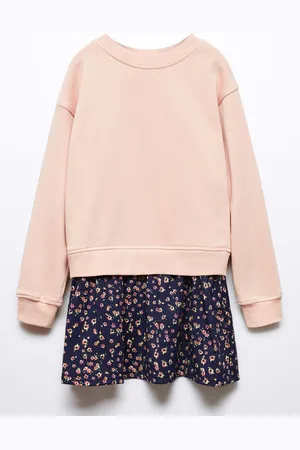 MANGO Girls Floral Print Sweater Dress