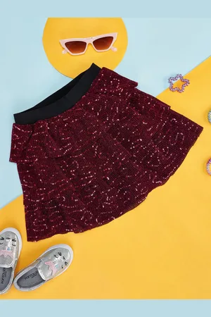 Pantaloons Girls Embellished Layered A-Line Mini Skirts