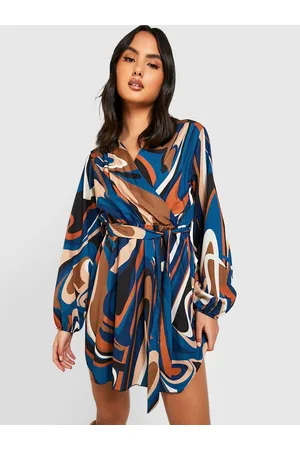 Boohoo Printed Wrap Mini Dress