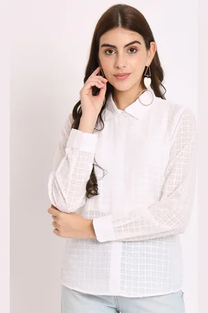CHARMGAL Classic Textured Self Design Spread Collar Casual Shirt