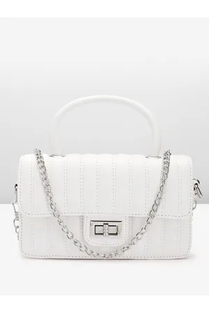 Lino Perros Women Striped Structured Satchel Bag with Quilted Detail