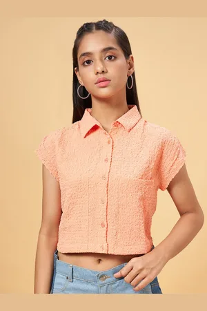 Pantaloons Girls Self Design Cotton Shirt Style Top