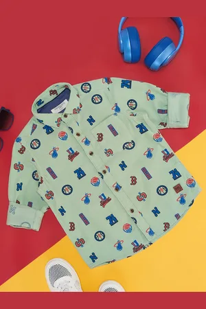 Pantaloons Boys Conversational Printed Spread Collar Roll-Up Sleeves Casual Shirt