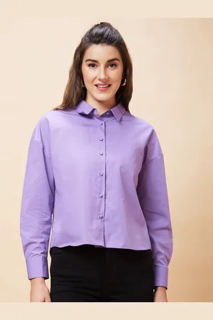 Globus Purple Pure Cotton Shirt Style Top