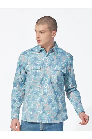 Maniac Men Blue Classic Floral Opaque Printed Casual Shirt