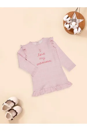 MeeMee Girls Checked Long Sleeves Ruffles Cotton A-Line Dress